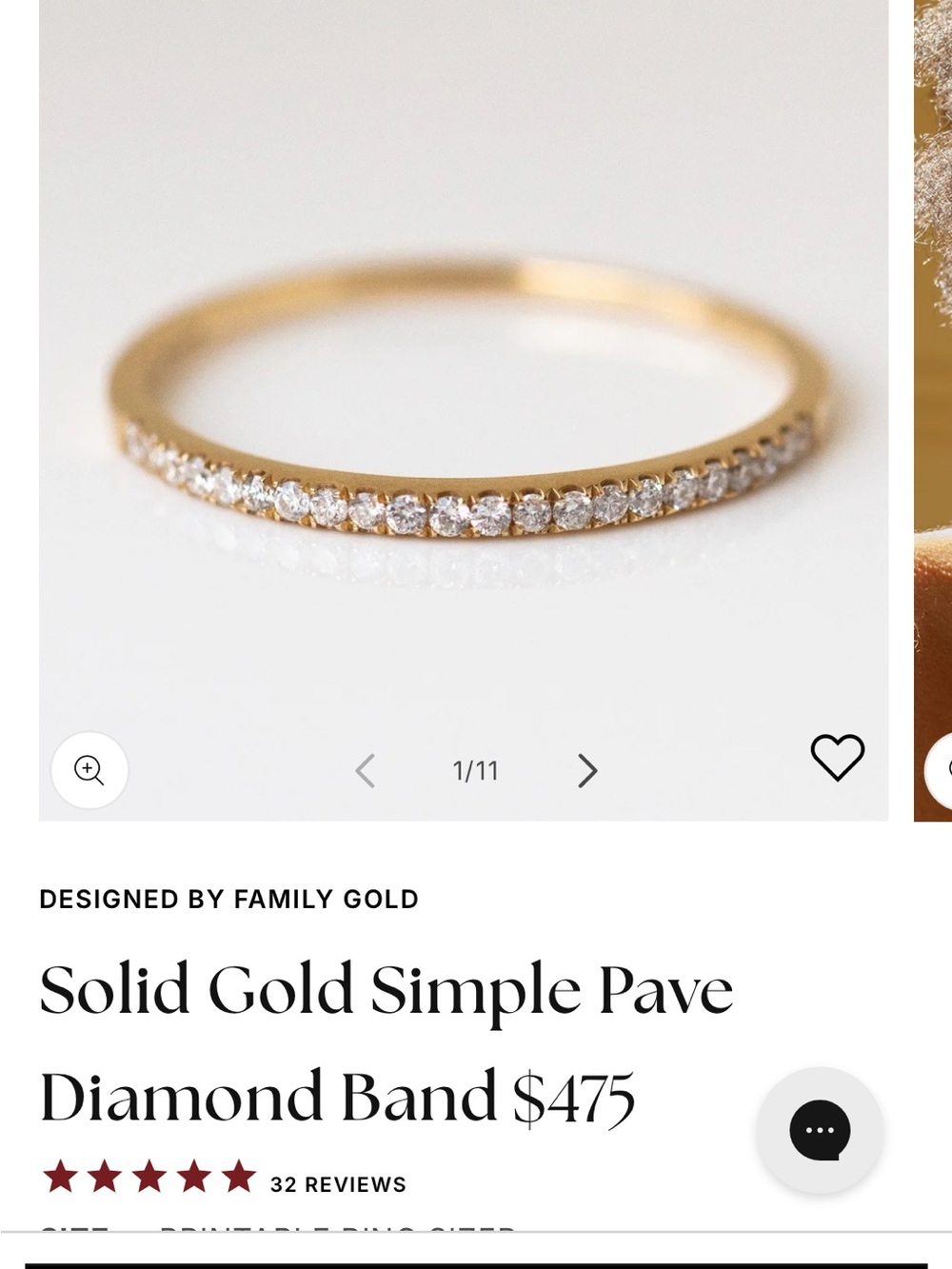 $475 Retail Local Eclectic Solid Gold Simple Pave Diamond Band - Yellow Gold